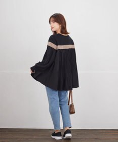 Tiaclasse 配色ラインプリーツプルオーバー