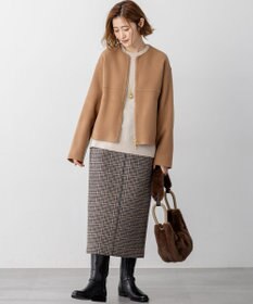 23区 L ウールライトリバー ノーカラー ショートコート