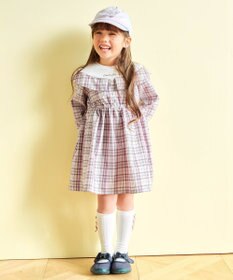 ANY KIDS チェックドッキングワンピース