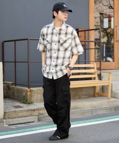 WEGO 【ユニセックス着用ITEM/SMLサイズ展開】オンブレチェックシャツ（SS）