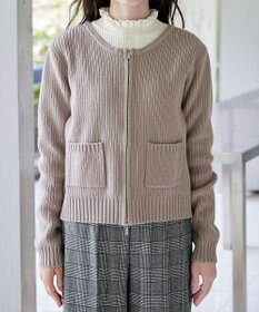 Tiaclasse L 【洗える】ダブルジップリブ編みカーディガン