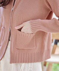 Tiaclasse L 【洗える】ダブルジップリブ編みカーディガン