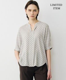 ICB L 【先行予約・WEB限定】BackSatinAmunzen 5分袖キーネックブラウス