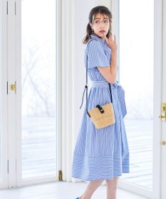 Tiaclasse L 【洗える】フレアスリーブシャツワンピース