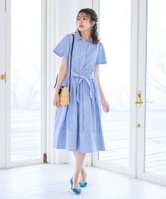 Tiaclasse L 【洗える】フレアスリーブシャツワンピース