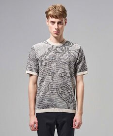 JOSEPH HOMME オリエンタルブラインドジャガード　クルーネック半袖ニットTEE