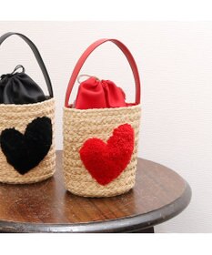 UNBILLION カシュカシュ cachecache / ハート付ラフィアバケットトート カゴバッグ