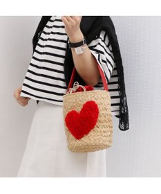 UNBILLION カシュカシュ cachecache / ハート付ラフィアバケットトート カゴバッグ