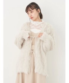 earth music&ecology 起毛リボンニットカーディガン