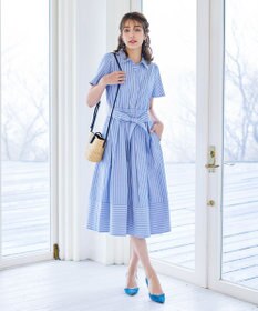 Tiaclasse L 【洗える】フレアスリーブシャツワンピース