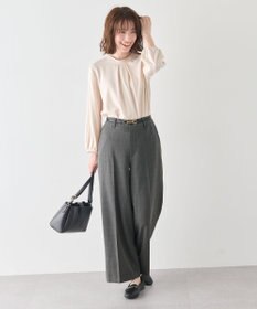 ANY L 【洗濯機可/ストレッチ/ウエストゴム/裏起毛】マルチファンクションストレッチチェックワイドパンツ