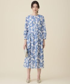 自由区 バイカラーフラワープリント ワンピース