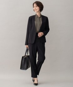 自由区 【XSサイズ～/洗える】ダブルフェイススーティング テーパードパンツ