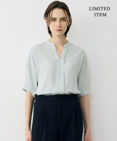 ICB L 【先行予約・WEB限定】BackSatinAmunzen 5分袖キーネックブラウス