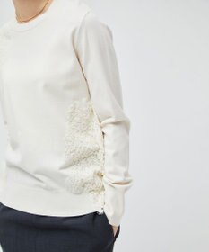 BEIGE， 【ご好評により新色追加！洗える】WILLOW / アシンメトリーレースクルーネックニット