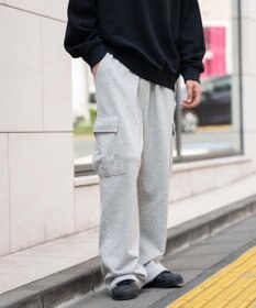 WEGO 【ユニセックス着用ITEM/ウエストゴム/MLサイズ展開】ワイドスウェットカーゴパンツ