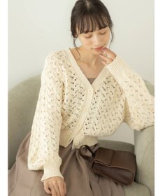 earth music&ecology スラブコットンレース編みカーディガン
