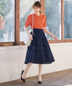 Tiaclasse L 【新色追加・洗える】幅広く活躍が期待できるレース切替スカート