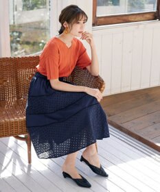 Tiaclasse L 【新色追加・洗える】幅広く活躍が期待できるレース切替スカート