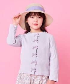 ANY KIDS スナップボタン リボン カーディガン