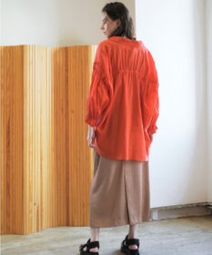 YECCA VECCA 綿麻シアーボリュームギャザーシャツ