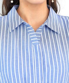 Tiaclasse L 【洗える】フレアスリーブシャツワンピース