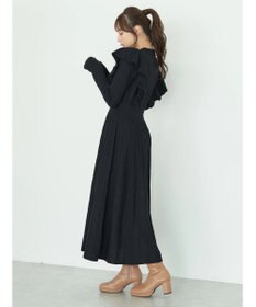 earth music&ecology ショルダーフリルニットワンピース