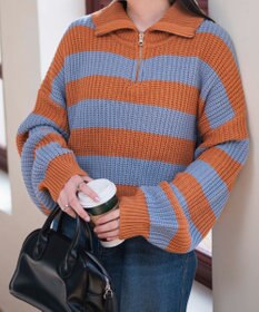 WEGO ハーフジップショートニットプルオーバー