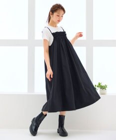 Feroux 【洗える】レイヤード風 ギャザーワンピース