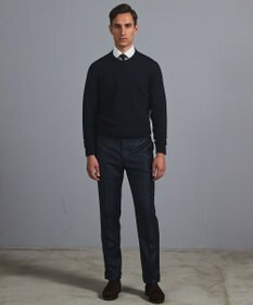 GOTAIRIKU オリジナル設計【洗える/チクチクしにくい/ピリングしにくい】イタリア糸 ハイゲージ Ｖネックニット_WOOL100%