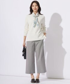 J.PRESS LADIES L 【洗える】シャークスキンハウンドトゥース セミワイド パンツ