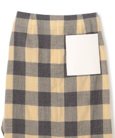 BEIGE， HOBBS / フェイクレザーポケットウールチェックラップスカート