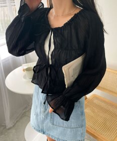 WEGO マルチWAY楊柳シアーシャーリングリボンブラウス