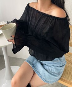 WEGO マルチWAY楊柳シアーシャーリングリボンブラウス