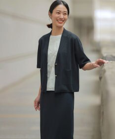 J.PRESS LADIES Vis/Peスパーク ハーフスリーブ ニットジャケット