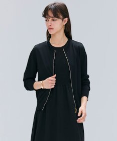 BEIGE， 【洗える】NADIA / レザーラインジップカーディガン