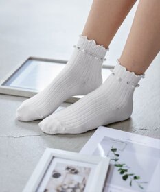 Tiaclasse リブ編みパールソックス