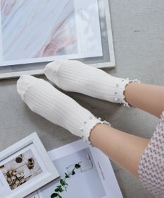 Tiaclasse リブ編みパールソックス