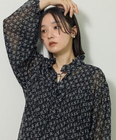 Green Parks 花柄シフォン楊柳ワンピース