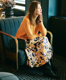 自由区 S 【SHIHOさん着用】アートタッチフラワープリント スカート