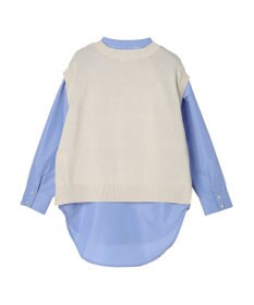 CRAFT STANDARD BOUTIQUE 【洗える】ニットベスト+バンドカラーシャツSET-B