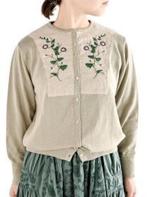 muuc 〈高品質スーピマ超長綿100%〉ヒルガオ刺繍 コットンカーディガン
