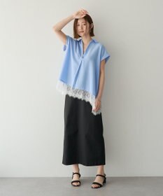 YECCA VECCA 裾レーススキッパーシャツ