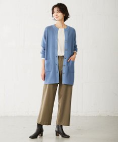 J.PRESS LADIES 【洗える】 ガスコットンアウター キーネック カーディガン