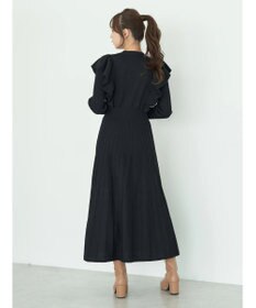 earth music&ecology ショルダーフリルニットワンピース