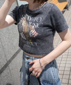 WEGO ヴィンテージウォッシュグラフィックリブT