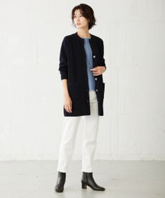 J.PRESS LADIES 【洗える】 ガスコットンアウター キーネック カーディガン