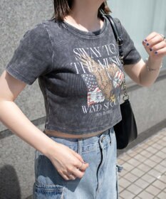 WEGO ヴィンテージウォッシュグラフィックリブT