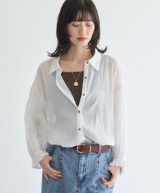 YECCA VECCA 綿麻シアーボリュームギャザーシャツ