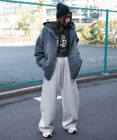 WEGO 【ウエストゴム/SMサイズ展開】裏起毛カーブデザインスウェットパンツ